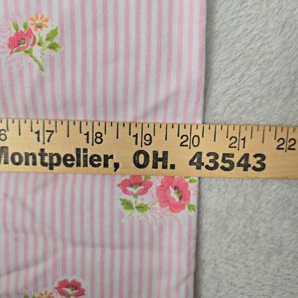 Vintage Cannon Monticello Floral Pillowcase Striped Pink White Cottagecore Lace - Picture 9 of 12